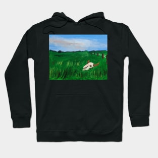 Bull Skull in Desolate Field Hoodie